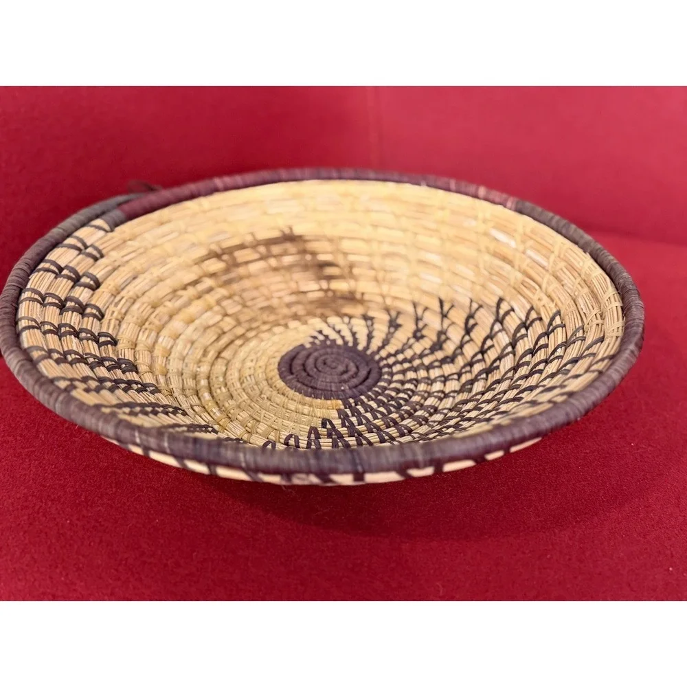 Handwoven African Basket Bowl, Ugandan Coiled Fiber Wall Decor, Boho Home Accent